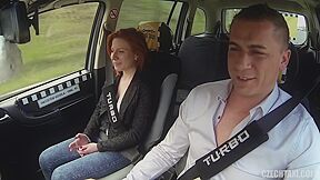 Sex In The Taxi With Red Head Babe