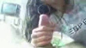 Sexy brunette Bulgarian babe stroking my shaft in the room