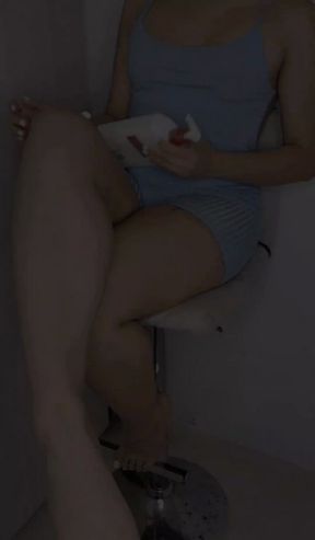 Teasing you with my sexy long legs and feet.