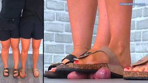 Stomping Your Cock & Balls In Our Dusty Old Birkenstocks - 198 Cock Split Cam - Trample Trampling CBT Ballbusting Crushing Crush Sandals Slides Feet