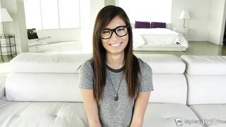 FIRST ANAL! Nerdy 19 Year Old Squirts & Almost Taps Out From Huge Cock
