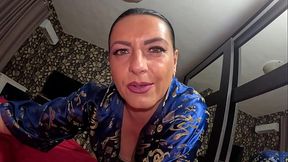Slutty geisha deepthroats cock and gets cum covered