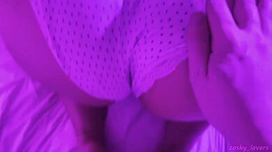 He cums early in her pussy then fucks her ass in cute pyjama