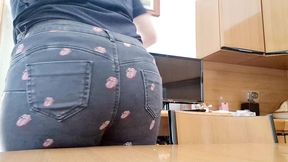 very rare and expensive jeans pierced by a rusty nail