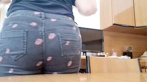 very rare and expensive jeans pierced by a rusty nail