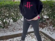 Houston Snowpocalypse 2021- ButtPlugBetty squirts in the snow!