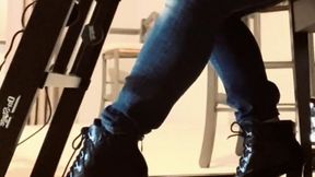 Booted & Bold: Piano Pedals in Sexy Black Stiletto Boots & Blue Jeans With Different Angles