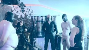 Whipping the saggy tits of the piggy submissive
