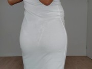Sissy in see through dress trying on some Panties
