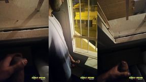 jerking off my big uncut cock public on my window till i cum - camilo brown
