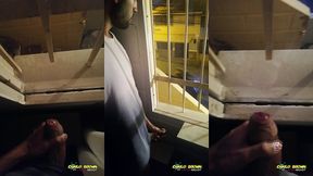 jerking off my big uncut cock public on my window till i cum - camilo brown