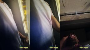 jerking off my big uncut cock public on my window till i cum - camilo brown