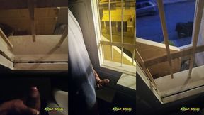 jerking off my big uncut cock public on my window till i cum - camilo brown