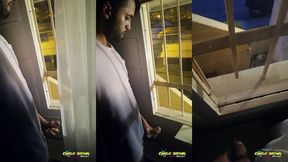 jerking off my big uncut cock public on my window till i cum - camilo brown