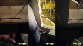 jerking off my big uncut cock public on my window till i cum - camilo brown