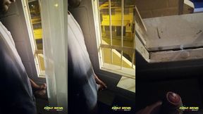 jerking off my big uncut cock public on my window till i cum - camilo brown