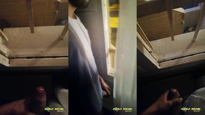 jerking off my big uncut cock public on my window till i cum - camilo brown