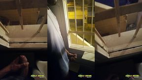 jerking off my big uncut cock public on my window till i cum - camilo brown