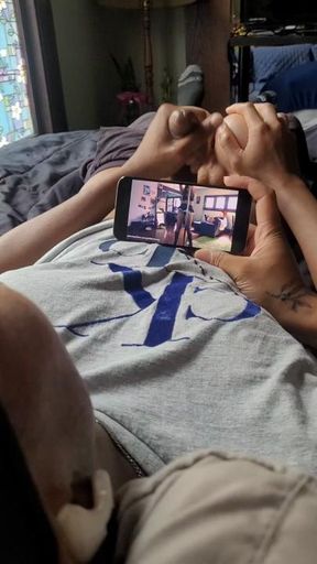 Helping my boyfriend edge his big cock