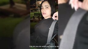 Juicy teen temptress caught on camera seducing guys in public park
