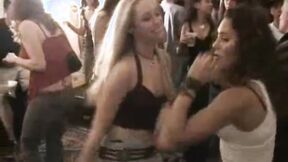 Cute teen lesbo licks dorm twat