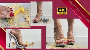 Crushing cookies with transparent platform EmpressBellaSadic Platform Cear High Heels 4K