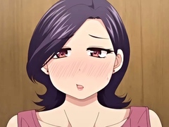 Brunette cums to hentai