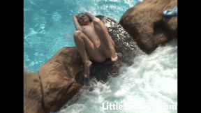 Little Summer Plays Alone in the Pool