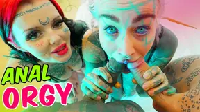 POV ANAL Addicted TATTOO girls wrecked in Foursome - Facials ATM