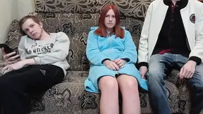 Girl cheats on her boyfriend next to him