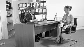 Alluring brunette slut is ready to get rammed in the office