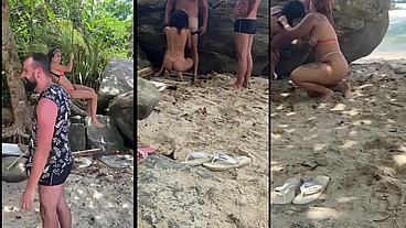 Orgia na praia transando na frente de todos