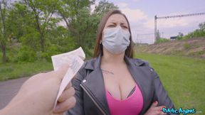 Outdoor Sex During COVID-19 - Face Mask Fucking With Big Boobs - Erik Everhard