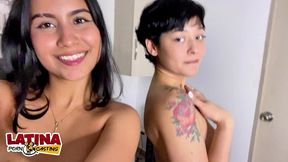 venessa cherrry & wuilmari albujas - two sluts takes one big white cock in threesome for first porn video latina casting