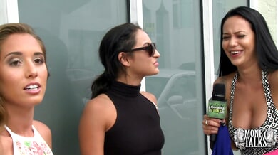 Two natural-titted pornstars and a man heat up multiple locations in a raw reality threesome