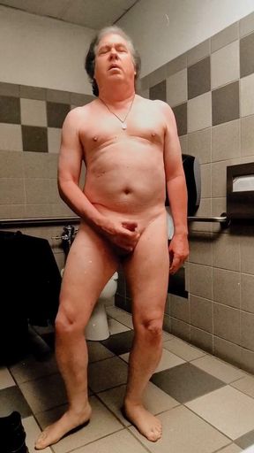 American_nudist: Cumming in a Public Restroom