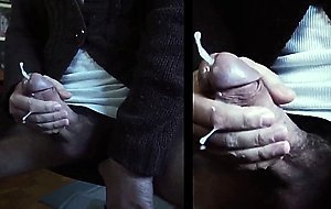 Cumshot in split screen