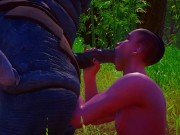 furry dick blowjob in the woods
