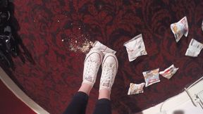 Sophie Stepping On Bags Of Potato Chips Beneath Her Converse POV (4K)