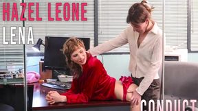 Hazel Leone and Lena lesbian redhead ass licking close ups fingering hairy pussy interview lingerie masturbation office seduction GOW Conduct porn video