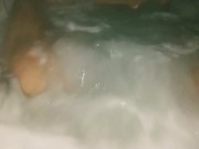 Cheating neighbors Latina wife cums using hot tub jets after party