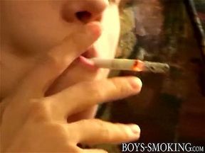 Deviant Ayden James smokes cigars and cums on is own face