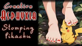 Stomping Pikachu - Giusy squashes her Pikachu under her feet to punish him for his incompetence!