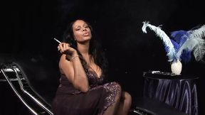 European beauty whispers in his ear before blowing him