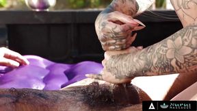 NURU MASSAGE - Wild Outside Fuck With Busty Tattoed Babe Lacey Jayne