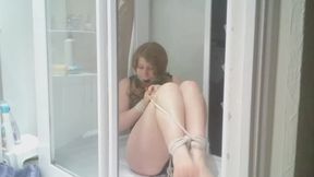 0030 - Tied and gagged in pool showers