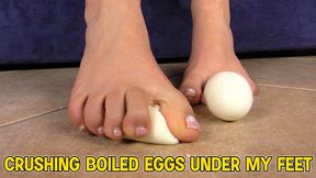 Crushing boiled eggs under my feet -HD