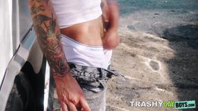 Handsome truck driver Bryce Hart enjoys a steamy hot oral sex with his partner