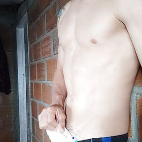 I sneak out of work to stroke my cock