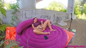 long video (3.5 hours) itchy cunt milf rough fucked in all her holes outdoor next to a busy railroad, cheap slut, horny and she cannot get enough cock in her holes